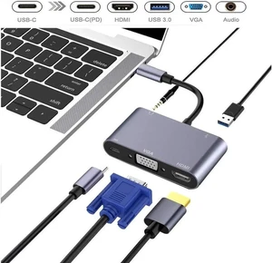 USB C Hub USB 3.1Type-CtoHDMI VGA Adapter with 4KHDMI 1080P VGA USB3.0 PD Pass-Through Charging 3.5mm Audio Port Dual Screens Display for Mac Pro and Other Laptops with Thunderbolt 3 Port USB C Hub USB 3.1Type-CtoHDMI VGA Adapter with 4KHDMI 1080P VGA USB3.0 PD Pass-Through Charging 3.5mm Audio Port Dual Screens Display for Mac Pro and Other Laptops with Thunderbolt 3 Port