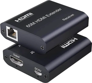 HDMI Extender Over Cat5e/6/7 196ft/60m, 1080p@60Hz UHD Udp Extender, 1 HDMI Over Ethernet, Supports HDCP 1.2 HDMI 1.3 EDID (Transmitter and Receiver) HDMI Extender Over Cat5e/6/7 196ft/60m, 1080p@60Hz UHD Udp Extender, 1 HDMI Over Ethernet, Supports HDCP 1.2 HDMI 1.3 EDID (Transmitter and Receiver)