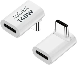 2 Pack White 90 Degree Right Angle USB-C Male to Female Extender Adapter, 140W PD Fast Charging Type-C Connector for Steam Deck, ROG Ally, Switch, Laptops, Tablets & Phones 2 Pack White 90 Degree Right Angle USB-C Male to Female Extender Adapter, 140W PD Fast Charging Type-C Connector for Steam Deck, ROG Ally, Switch, Laptops, Tablets & Phones