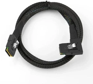 0.5m Ultra Thin 30AWG SFF-8087 Straight to Right Angled Mini SAS Internal Cable, 12Gbps Black Flat Connector Shielded RAID Data Wire for Compact Server, NAS & Storage Backplane 0.5m Ultra Thin 30AWG SFF-8087 Straight to Right Angled Mini SAS Internal Cable, 12Gbps Black Flat Connector Shielded RAID Data Wire for Compact Server, NAS & Storage Backplane