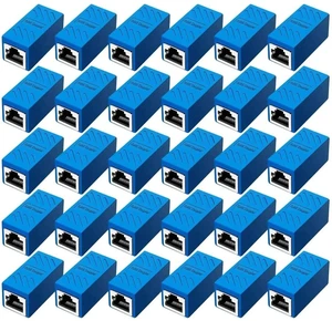 30 Pack Blue RJ45 Female to Female Inline Ethernet Coupler, Network Cable Extender Connector Compatible with Cat5/Cat5e/Cat6/Cat7/Cat8 Ethernet Wires 30 Pack Blue RJ45 Female to Female Inline Ethernet Coupler, Network Cable Extender Connector Compatible with Cat5/Cat5e/Cat6/Cat7/Cat8 Ethernet Wires