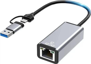 USB & Type-C Dual Port Gigabit Ethernet Adapter, 10/100/1000Mbps RJ45 LAN Network Converter, Compatible with Laptop, Galaxy S21/S20, iMac, Dell XPS, MacOS USB & Type-C Dual Port Gigabit Ethernet Adapter, 10/100/1000Mbps RJ45 LAN Network Converter, Compatible with Laptop, Galaxy S21/S20, iMac, Dell XPS, MacOS