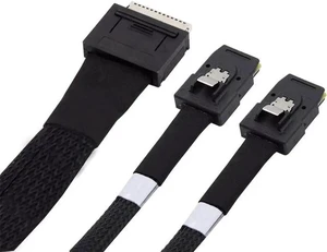 OCuLink SFF-8611 x8 to Dual SFF-8087 x4 Active Cable, PCIe 8-Lane to 2 Mini SAS Internal SSD Data Cord, 100cm/3.3FT for Server RAID Storage Backplane OCuLink SFF-8611 x8 to Dual SFF-8087 x4 Active Cable, PCIe 8-Lane to 2 Mini SAS Internal SSD Data Cord, 100cm/3.3FT for Server RAID Storage Backplane