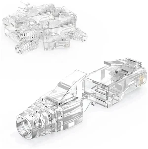 100 Pack Transparent Cat6 RJ45 Modular Plugs with Strain Relief Boots, 8P8C Ethernet Connectors for Cat5 & Cat6 Solid/Stranded LAN Cables 100 Pack Transparent Cat6 RJ45 Modular Plugs with Strain Relief Boots, 8P8C Ethernet Connectors for Cat5 & Cat6 Solid/Stranded LAN Cables
