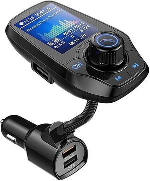 Bluetooth FM Transmitter for Car, Bluetooth Car Adapter, 4-in-1 Car MP3 Player with 1.8 Inch Color Display, AUX Input/Output, 3 Port USB, S Handsfree Call, SD/TF Card, USB Disk,QC3.0,5 EQ Modes Bluetooth FM Transmitter for Car, Bluetooth Car Adapter, 4-in-1 Car MP3 Player with 1.8 Inch Color Display, AUX Input/Output, 3 Port USB, S Handsfree Call, SD/TF Card, USB Disk,QC3.0,5 EQ Modes