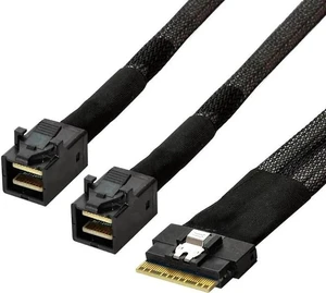 100cm PCIe 4.0 Slimline SAS Breakout Cable, SFF-8654 8i 74Pin Ultraport Male to Dual SFF-8643 4i Mini SAS HD Splitter Cable for Server NVMe RAID Storage Backplane 100cm PCIe 4.0 Slimline SAS Breakout Cable, SFF-8654 8i 74Pin Ultraport Male to Dual SFF-8643 4i Mini SAS HD Splitter Cable for Server NVMe RAID Storage Backplane