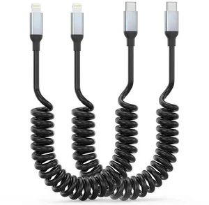 Coiled USB C to Lightning Cable 2Pack USB Type C to Lightning Cable Retractable iPhone Charger Cord for Car Short USBC iPhone Charger for iPhone14/13/12/11 Pro Max/XS MAX/XR/XS/X/8/7/Plus/6S iPad Coiled USB C to Lightning Cable 2Pack USB Type C to Lightning Cable Retractable iPhone Charger Cord for Car Short USBC iPhone Charger for iPhone14/13/12/11 Pro Max/XS MAX/XR/XS/X/8/7/Plus/6S iPad