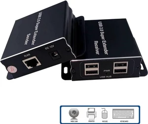 USB Extender Over Cat5E/6 up to 196ft, USB2.0 Over Cat6 Cat5E Extender with 4 USB 2.0 Ports, Plug and Play, No Driver Needed Support All Operating System, Two Web Cameras Work Synchronously USB Extender Over Cat5E/6 up to 196ft, USB2.0 Over Cat6 Cat5E Extender with 4 USB 2.0 Ports, Plug and Play, No Driver Needed Support All Operating System, Two Web Cameras Work Synchronously