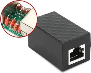 RJ45 In-Line Surge Lightning Protector Coupler, Cat5e/Cat6/Cat7 LAN Network Cable Extender Surge Suppressor RJ45 Straight Through Connector RJ45 In-Line Surge Lightning Protector Coupler, Cat5e/Cat6/Cat7 LAN Network Cable Extender Surge Suppressor RJ45 Straight Through Connector