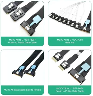 0.5M PCIe 5.0 Slimline SAS MCIO 8I to 8 Ports SATA Server Hard Drive Fanout Conversion Cable 0.5M PCIe 5.0 Slimline SAS MCIO 8I to 8 Ports SATA Server Hard Drive Fanout Conversion Cable