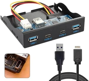 USB 3.0 HUB 4 Ports & USB-C Front Panel Motherboard to USB 3.1 Front Panel Header Cable Cord for 3.5" Floppy Bay USB 3.0 HUB 4 Ports & USB-C Front Panel Motherboard to USB 3.1 Front Panel Header Cable Cord for 3.5" Floppy Bay