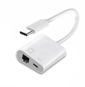 2-in-1 USB-C to RJ45 Ethernet Adapter with PD Charging, 100Mbps Wired Network Converter Supports Data & Power Pass-Through for Laptops, Tablets, Smartphones 2-in-1 USB-C to RJ45 Ethernet Adapter with PD Charging, 100Mbps Wired Network Converter Supports Data & Power Pass-Through for Laptops, Tablets, Smartphones