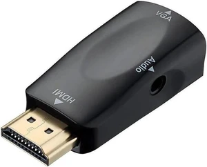 HDMI to VGA Adapter Converter Gold-Plated with 3.5mm Audio Port for PC, Laptop, DVD, Desktop and Other HDMI Input Devices - Black HDMI to VGA Adapter Converter Gold-Plated with 3.5mm Audio Port for PC, Laptop, DVD, Desktop and Other HDMI Input Devices - Black