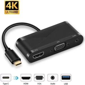 USB C to HDMI/VGA/USB/Audio Adapter, Compatible 2018 2019 MacBook Air & iPad Pro, MacBook Pro (Thunderbolt 3), XPS 13/15, Surface Book 2/Go, Chromebook, More USB C to HDMI/VGA/USB/Audio Adapter, Compatible 2018 2019 MacBook Air & iPad Pro, MacBook Pro (Thunderbolt 3), XPS 13/15, Surface Book 2/Go, Chromebook, More