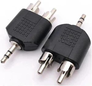 3.5mm Male jack To 2 RCA Male Stereo Audio Adapter Convertor Sound Voice Jack Socket Silver 3.5mm Male jack To 2 RCA Male Stereo Audio Adapter Convertor Sound Voice Jack Socket Silver