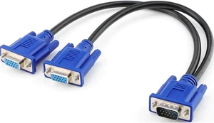 VGA Monitor Y-Splitter Cable,VGA 1 Male to Dual 2 VGA Female Adapter Converter Video Cable for Screen Duplication - 1 Foot VGA Monitor Y-Splitter Cable,VGA 1 Male to Dual 2 VGA Female Adapter Converter Video Cable for Screen Duplication - 1 Foot