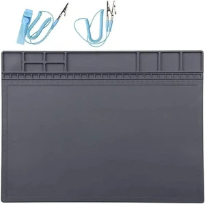 Anti-Static Mat ESD Safe for Electronic Includes ESD Wristband and Grounding Wire, Silicone Soldering Repair Mat 932°F Heat Resistant for iPhone iPad iMac, Laptop, Computer, 15.9 x 12 Grey Anti-Static Mat ESD Safe for Electronic Includes ESD Wristband and Grounding Wire, Silicone Soldering Repair Mat 932°F Heat Resistant for iPhone iPad iMac, Laptop, Computer, 15.9 x 12 Grey