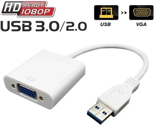 USB 3.0 to VGA Adapter Support 1080P, Multi-Monitor Adapter Male to Female Converter,Support Full HD 1080p-Windows 10/8.1/8/7 PC Laptop Monitor Projector HDTV(No CD Driver Needed) White USB 3.0 to VGA Adapter Support 1080P, Multi-Monitor Adapter Male to Female Converter,Support Full HD 1080p-Windows 10/8.1/8/7 PC Laptop Monitor Projector HDTV(No CD Driver Needed) White