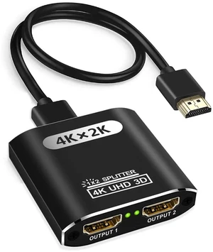 HDMI Splitter 1 in 2 Out with 1.96ft HDMI Cable for Dual Monitors Duplicate/Mirror Only, for MacBook PC Desktop (One Input to Two Outputs) 1 Source to 2 Identical Displays HDMI Splitter 1 in 2 Out with 1.96ft HDMI Cable for Dual Monitors Duplicate/Mirror Only, for MacBook PC Desktop (One Input to Two Outputs) 1 Source to 2 Identical Displays