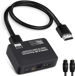 4K@60Hz HDMI 2.0b Audio Extractor Converter Adapter Splitter, HDMI ARC + Optical Toslink SPDIF + 3.5mm Stereo Audio Out, Support HDCP2.2 Digital PCM DTS 5.1, (Optical/HDMI Cables Included) 4K@60Hz HDMI 2.0b Audio Extractor Converter Adapter Splitter, HDMI ARC + Optical Toslink SPDIF + 3.5mm Stereo Audio Out, Support HDCP2.2 Digital PCM DTS 5.1, (Optical/HDMI Cables Included)