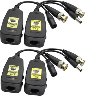 Passive Video Balun RJ45 to BNC Transceiver Transmitter HD-CVI/TVI/AHD/CVBS with DC Power Connector for 960P 1080P 3MP 4MP 5MP 8MP CCTV Security DVR Surveillance Camera System(18 cm-2Pairs) Passive Video Balun RJ45 to BNC Transceiver Transmitter HD-CVI/TVI/AHD/CVBS with DC Power Connector for 960P 1080P 3MP 4MP 5MP 8MP CCTV Security DVR Surveillance Camera System(18 cm-2Pairs)