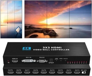 1 in 9 Out HDMI Video Wall Controller 3x3 4K HDMI Video Image Processor1 HDMI/DVI Input 9 HDMI Output, 13 Modes,1x1,1x2 1x3 1x4 2x1 2x2 2x3 2x4 3x1 3x2 3x3 4x1 4x2 Support 180º Rotation 1 in 9 Out HDMI Video Wall Controller 3x3 4K HDMI Video Image Processor1 HDMI/DVI Input 9 HDMI Output, 13 Modes,1x1,1x2 1x3 1x4 2x1 2x2 2x3 2x4 3x1 3x2 3x3 4x1 4x2 Support 180º Rotation