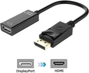 DP Displayport to HDMI Adapter 4K x 2K, Display Port to HDMI Male to Female Gold-Plated Cord Compatible for HP DP Displayport to HDMI Adapter 4K x 2K, Display Port to HDMI Male to Female Gold-Plated Cord Compatible for HP