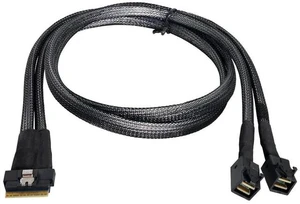 PCIe 4.0 Slimline SAS SFF-8654 8i (74Pin) to Dual SFF-8643 4i Mini SAS HD Cable, 50cm High-Speed Server Storage Cable PCIe 4.0 Slimline SAS SFF-8654 8i (74Pin) to Dual SFF-8643 4i Mini SAS HD Cable, 50cm High-Speed Server Storage Cable