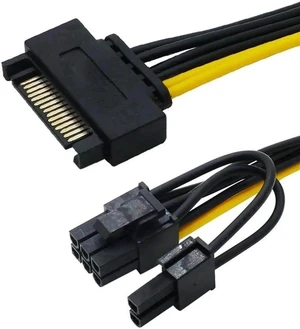 15 Pin SATA Male to 8 Pin (6+2) PCI-e Power Supply Cable 15Pin SATA to 8Pin PCI Express Adapter for Graphics Video Card 8 inch 15 Pin SATA Male to 8 Pin (6+2) PCI-e Power Supply Cable 15Pin SATA to 8Pin PCI Express Adapter for Graphics Video Card 8 inch