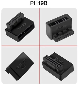 1 Set 90 Degree Up & Down Angled USB 3.0 20Pin Male to Female Internal Extension Adapter, Overmolded Design 1 Set 90 Degree Up & Down Angled USB 3.0 20Pin Male to Female Internal Extension Adapter, Overmolded Design