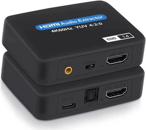 HDMI 2.0 Audio Extractor 4K/60Hz (HDMI Input,HDMI+ Audio Output) - HDMI to Toslink Optical SPDIF & 3.5mm Stereo Analog Outputs - for PS5 Soundbar Blu-Ray Player HDMI 2.0 Audio Extractor 4K/60Hz (HDMI Input,HDMI+ Audio Output) - HDMI to Toslink Optical SPDIF & 3.5mm Stereo Analog Outputs - for PS5 Soundbar Blu-Ray Player