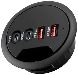 60mm / 2.36 Inch Desk Grommet USB 3.0 Hub, 2 USB-A + 2 USB-C Flush Mount Dock, Support Simultaneous Fast Charging & 5Gbps High-Speed Data Transfer for Office Workstations 60mm / 2.36 Inch Desk Grommet USB 3.0 Hub, 2 USB-A + 2 USB-C Flush Mount Dock, Support Simultaneous Fast Charging & 5Gbps High-Speed Data Transfer for Office Workstations