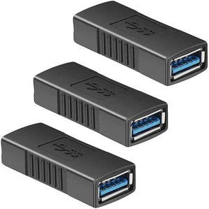 USB 3.0 Connector Female to Female Adapter USB 3.0 Coupler Adapter Converter Bridge Extension Coupler (Pack of 3, Black) USB 3.0 Connector Female to Female Adapter USB 3.0 Coupler Adapter Converter Bridge Extension Coupler (Pack of 3, Black)