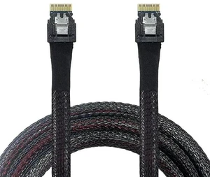 50cm PCIe 4.0 Slimline SAS SFF-8654 4i 38Pin Cable, SFF-8654 Host to SFF-8654 Target Internal Server RAID Storage Cable 50cm PCIe 4.0 Slimline SAS SFF-8654 4i 38Pin Cable, SFF-8654 Host to SFF-8654 Target Internal Server RAID Storage Cable