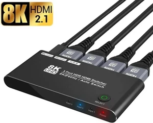 3 in 1 Out HDMI 2.1 8K Switcher, 48Gbps High Speed Ultra HD HDMI Switch Support 8K@60Hz 4K@120Hz HDCP2.3 HDR, Video Converter Selector for Xbox Series X, PS5, 8K TV Monitor 3 in 1 Out HDMI 2.1 8K Switcher, 48Gbps High Speed Ultra HD HDMI Switch Support 8K@60Hz 4K@120Hz HDCP2.3 HDR, Video Converter Selector for Xbox Series X, PS5, 8K TV Monitor