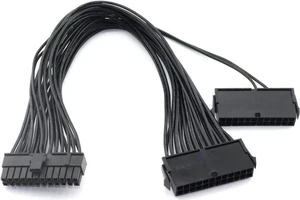 Traodin SATA Cables, Dual PSU Power Supply 24-Pin Adapter Cable for ATX Motherboard 18AWG - 1FT Traodin SATA Cables, Dual PSU Power Supply 24-Pin Adapter Cable for ATX Motherboard 18AWG - 1FT
