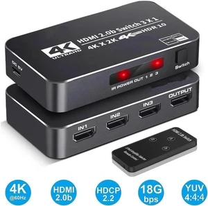 4K 2K 60Hz HDMI Switch 3x1 HD 4K HDMI Video Switcher Adapter 3 In 1 Out HDMI Splitter with Remote Control for DVD HDTV TV Box PS4 - OZQ2-2 4K 2K 60Hz HDMI Switch 3x1 HD 4K HDMI Video Switcher Adapter 3 In 1 Out HDMI Splitter with Remote Control for DVD HDTV TV Box PS4 - OZQ2-2