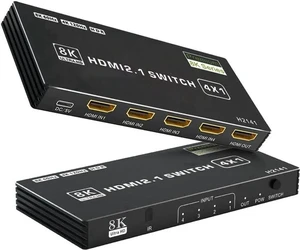 8K HDMI Switch 4 in 1 Out, 4 Ports HDMI 2.1 Switch Box with IR Remote Control, 48Gbps HDR10 HDCP2.3 DPCP Supported, Auto Switching, Compatible with PS5/4/3 Xbox NS HDTV Monitor 8K HDMI Switch 4 in 1 Out, 4 Ports HDMI 2.1 Switch Box with IR Remote Control, 48Gbps HDR10 HDCP2.3 DPCP Supported, Auto Switching, Compatible with PS5/4/3 Xbox NS HDTV Monitor