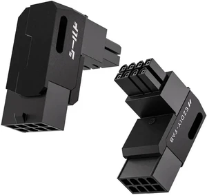 2 Pack Black Shield Series 90 Degree Angled 8Pin PCIe GPU Power Adapter, Aluminum Shell Right Angle PCI-E Graphics Card Power Connector 2 Pack Black Shield Series 90 Degree Angled 8Pin PCIe GPU Power Adapter, Aluminum Shell Right Angle PCI-E Graphics Card Power Connector