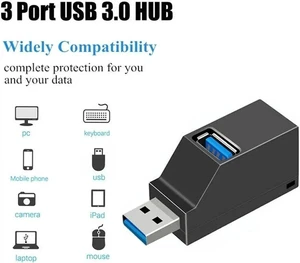 USB 3.0 Hub 3 Port Mini Portable Fast High Speed Splitter Box Adapter Expansion for PC Notebook Laptop Computer Mac Linux Windows USB 3.0 Hub 3 Port Mini Portable Fast High Speed Splitter Box Adapter Expansion for PC Notebook Laptop Computer Mac Linux Windows