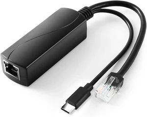 Type C PoE Splitter 5V 2.4A Output, IEEE 802.3af Standard 10, 100Mbps for Type C RJ45 Port Power Over Ethernet Type C Splitter Adapter Type C PoE Splitter 5V 2.4A Output, IEEE 802.3af Standard 10, 100Mbps for Type C RJ45 Port Power Over Ethernet Type C Splitter Adapter