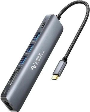 7-in-1 USB C Multiport Hub Adapter, 4K@30Hz HDMI Output, 100W PD Charging, 3×5Gbps USB 3.0, SD TF Card Reader, Portable USB C Dock for USB-C Laptops & Tablets 7-in-1 USB C Multiport Hub Adapter, 4K@30Hz HDMI Output, 100W PD Charging, 3×5Gbps USB 3.0, SD TF Card Reader, Portable USB C Dock for USB-C Laptops & Tablets