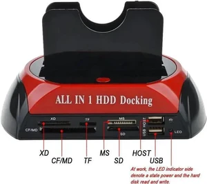 Dual Slots USB 2.0 to SATA IDE HDD Docking Station with Card Reader for 2.5 3.5 Inch IDE SATA Hard Drive Dual Slots USB 2.0 to SATA IDE HDD Docking Station with Card Reader for 2.5 3.5 Inch IDE SATA Hard Drive