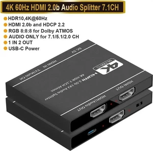 2023 Top Rated HDMI 2.0 1 in 2 Out Splitter with Audio Extractor, 4K@60Hz HDR HDMI Duplicator HDCP 2.2 Compatible with PS4 PS5 Xbox Apple TV 2023 Top Rated HDMI 2.0 1 in 2 Out Splitter with Audio Extractor, 4K@60Hz HDR HDMI Duplicator HDCP 2.2 Compatible with PS4 PS5 Xbox Apple TV