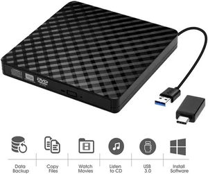 Type-C/USB3.0 Slim Writer/Burner/Rewriter/CD ROM External DVD Drive for PC Laptop Type-C/USB3.0 Slim Writer/Burner/Rewriter/CD ROM External DVD Drive for PC Laptop