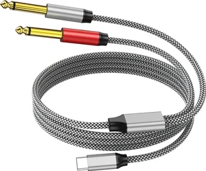 USB C to Dual 6.35mm 1/4 inch TS Stereo Audio Y Splitter Cable 3FT for iPhone 15/15 Plus/15 Pro/15 Pro Max Amplifier Speaker and Mixer USB C to Dual 6.35mm 1/4 inch TS Stereo Audio Y Splitter Cable 3FT for iPhone 15/15 Plus/15 Pro/15 Pro Max Amplifier Speaker and Mixer