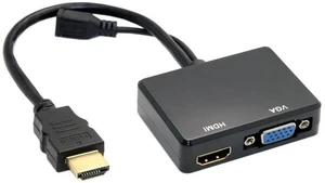 HDMI Input to VGA + Dual HDMI Female Splitter Converter with Audio Jack, Multi-Signal Video Adapter for HDTV PC Monitor Laptop HDMI Input to VGA + Dual HDMI Female Splitter Converter with Audio Jack, Multi-Signal Video Adapter for HDTV PC Monitor Laptop