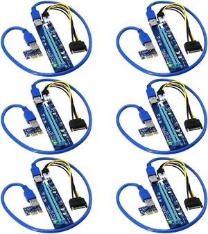 PCI-E Riser for Bitcoin Litecoin ETH Coin Mining 6 PIN Powered PCIE Extension Cable GPU Riser Ethereum Mining ETH GPU Extension Cable PCIEX1 to PCIE X16 VER006C GPU Riser(Blue 6-PCS) PCI-E Riser for Bitcoin Litecoin ETH Coin Mining 6 PIN Powered PCIE Extension Cable GPU Riser Ethereum Mining ETH GPU Extension Cable PCIEX1 to PCIE X16 VER006C GPU Riser(Blue 6-PCS)