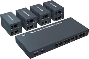 150m HDMI Splitter Extender 1x8 Transmit Remote 1080P Audio Video Over Cat5e/6 Ethernet Mirror 8 Screens Support Loopout Remote 1 in 8 Out for TV 150m HDMI Splitter Extender 1x8 Transmit Remote 1080P Audio Video Over Cat5e/6 Ethernet Mirror 8 Screens Support Loopout Remote 1 in 8 Out for TV