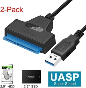 22 pin USB Cable 3.0 to SATA Adapter Hard Drive Enclosure USB 3.0 to SATA External Hard Drive for 2.5" Inch SATA External HDD/SSD Support UASP, 2 Pack (Black) 22 pin USB Cable 3.0 to SATA Adapter Hard Drive Enclosure USB 3.0 to SATA External Hard Drive for 2.5" Inch SATA External HDD/SSD Support UASP, 2 Pack (Black)